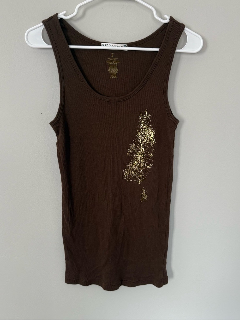 Vintage 2006 Old Navy Brown Gold Graphic Tank Top